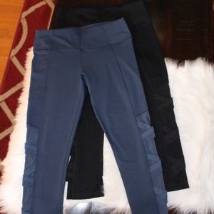 2 Active Life cropped leggings smoke blue and black NWOT....